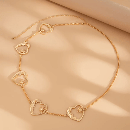 Golden Heart-Link Waist Chain – Elegant Crystal Body Belt