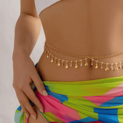 Golden Drop Charm Waist Chain – Ethnic Belly Chain for Women