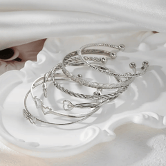 Silver Infinity Stack Bracelet Set