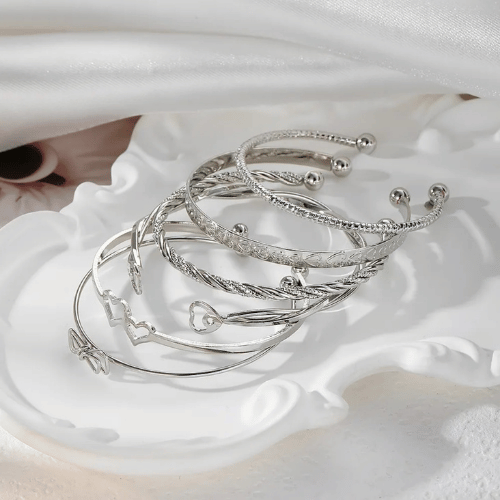 Silver Infinity Stack Bracelet Set