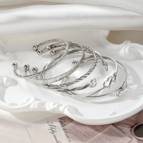 Silver Infinity Stack Bracelet Set