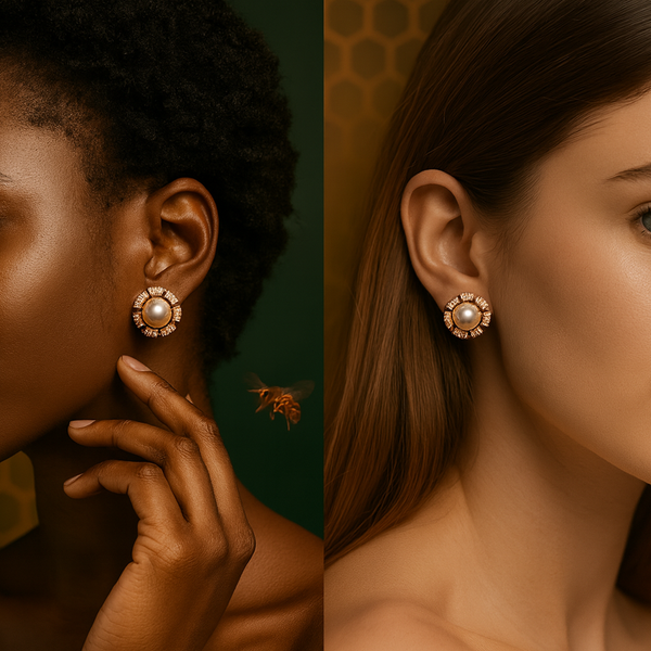 Royal Pearl & Diamond Ring Set – Elegant Gold-Tone Jewelry Combo