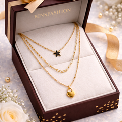 Gold Layered Star & Heart Necklace for Women