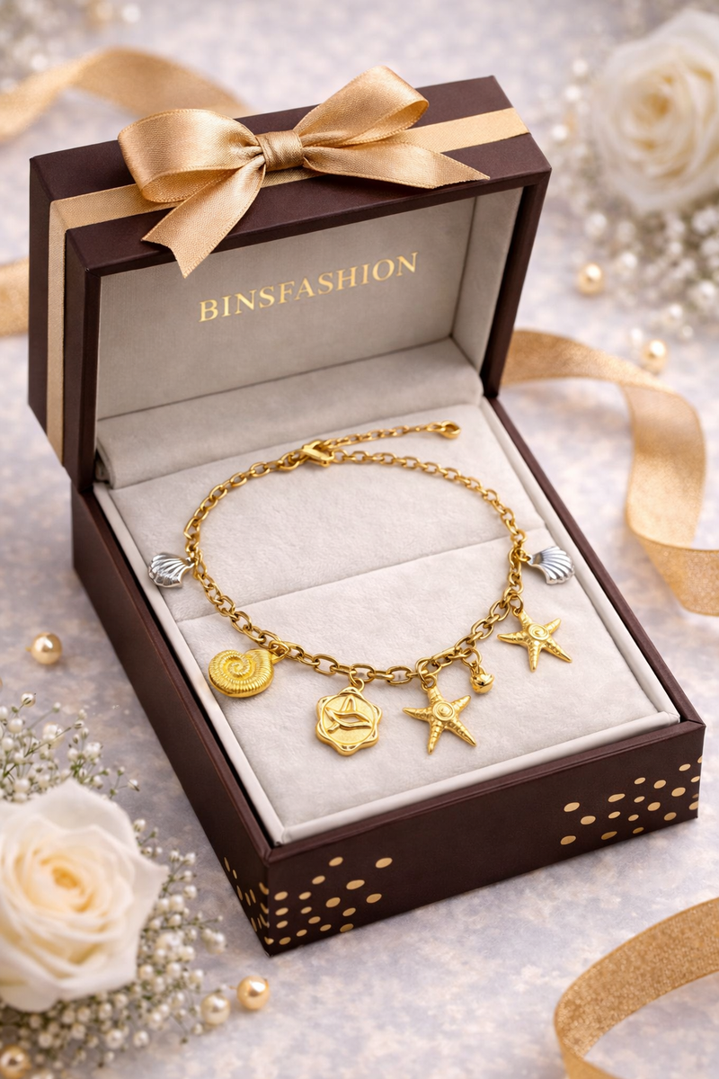 Ocean Charm Gold Bracelet for Women
