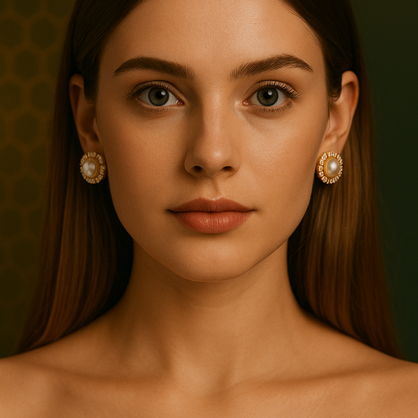 Royal Pearl & Diamond Ring Set – Elegant Gold-Tone Jewelry Combo