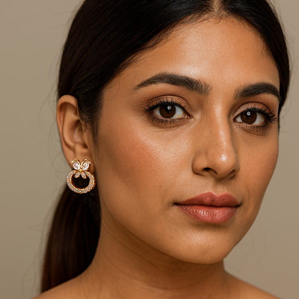 Crystal Bloom Ring & Earring Set – Sparkling Gold-Tone Jewelry Combo