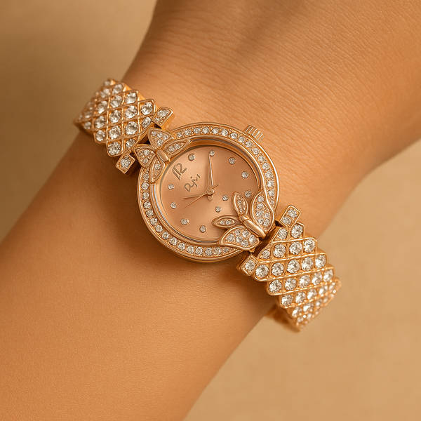 Rose Crystal Butterfly Luxury Women’s Watch