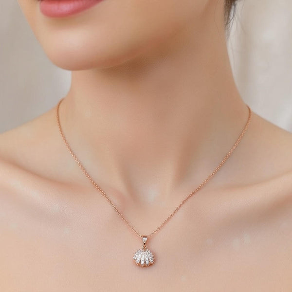 Elegant Pearl Shell Pendant Necklace – Gold Finish