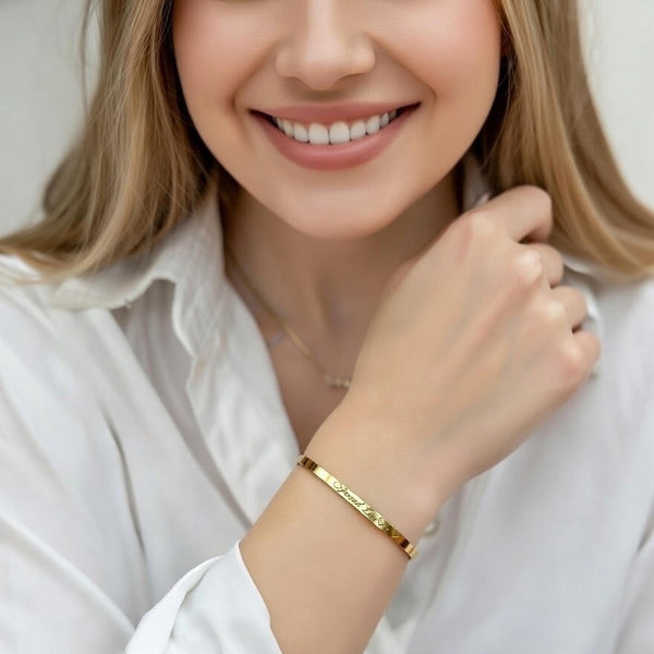 Forever Love Engraved Cuff Bracelet (Gold & Silver Plated)