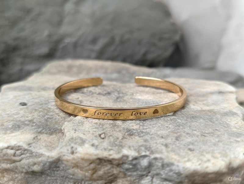 Forever Love Engraved Cuff Bracelet (Gold & Silver Plated)