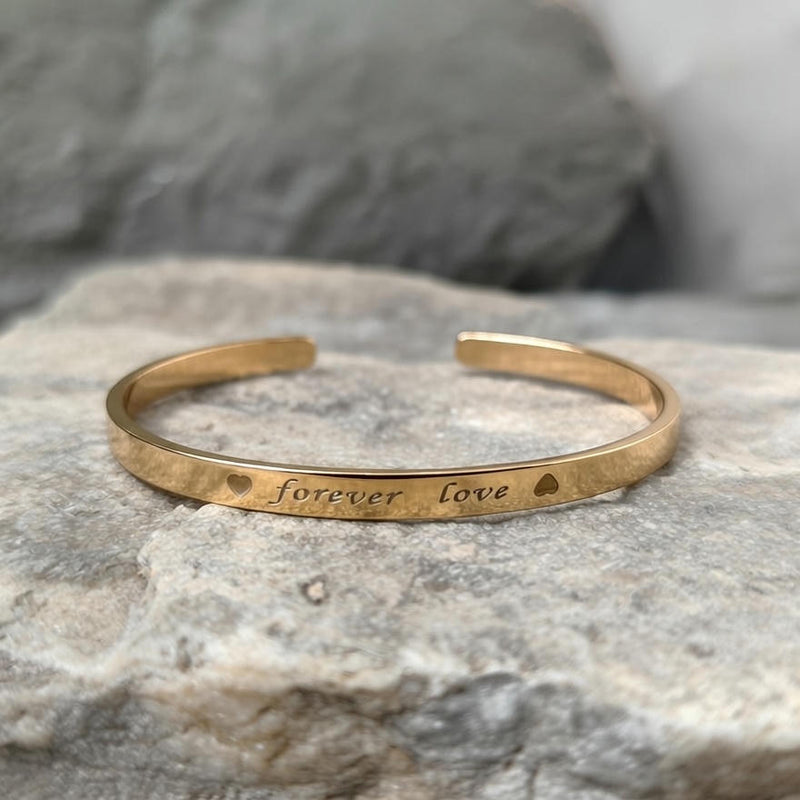 Forever Love Engraved Cuff Bracelet (Gold & Silver Plated)