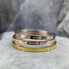 Forever Love Engraved Cuff Bracelet (Gold & Silver Plated)