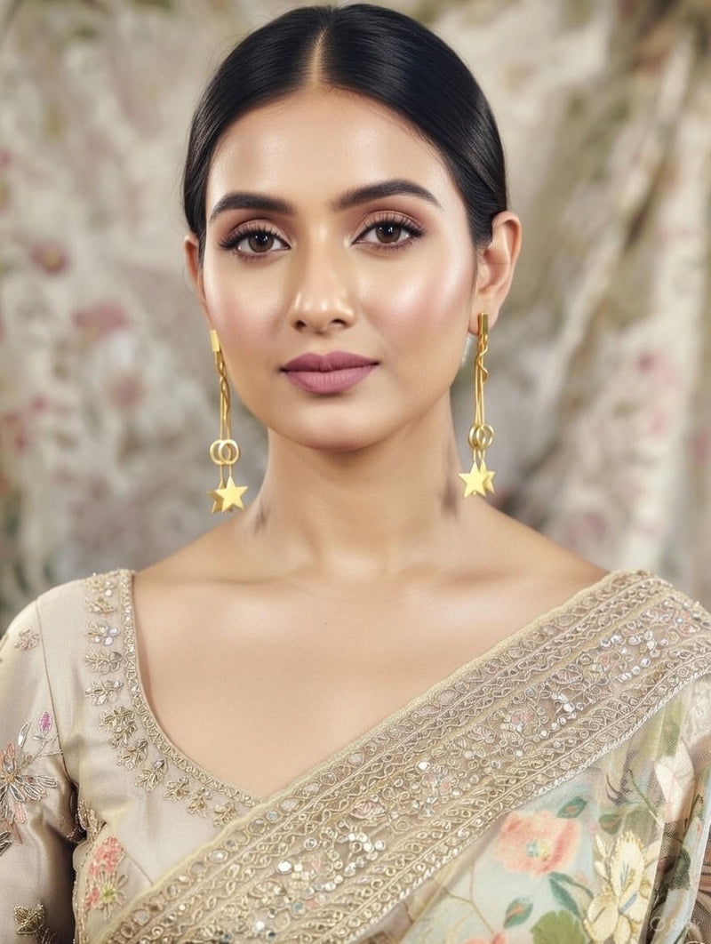 Celestial Star Chain Drop Earrings