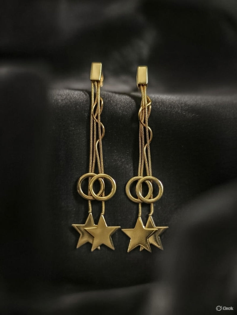 Celestial Star Chain Drop Earrings