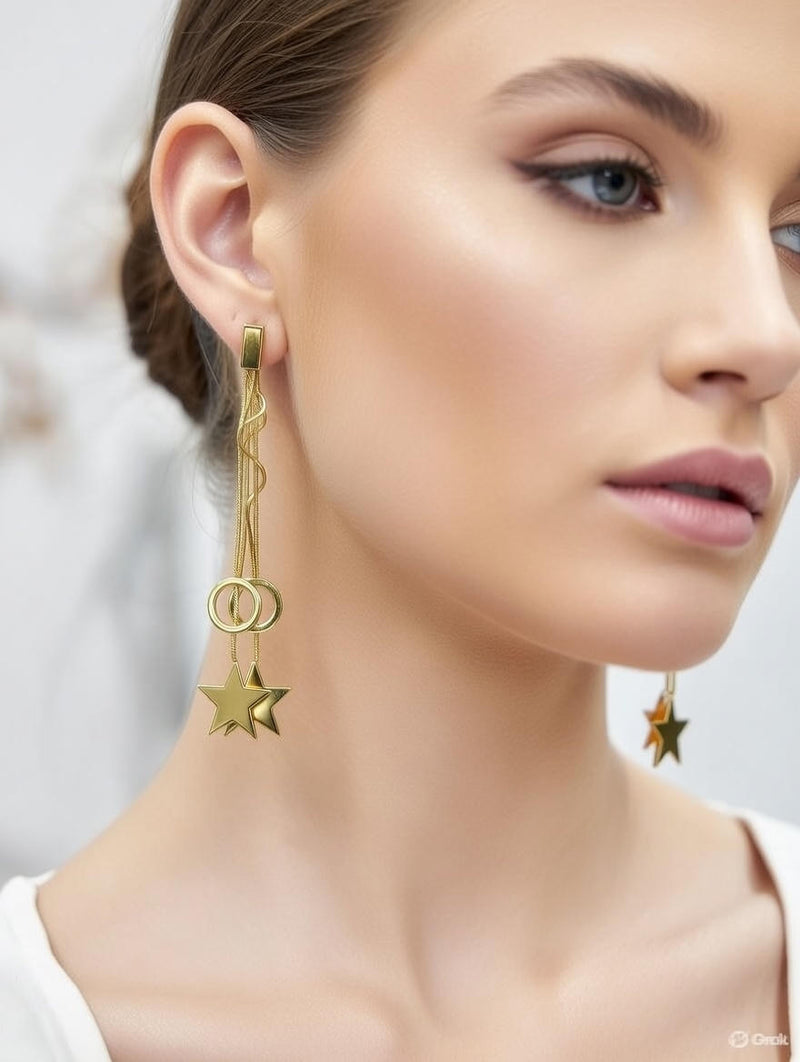 Celestial Star Chain Drop Earrings