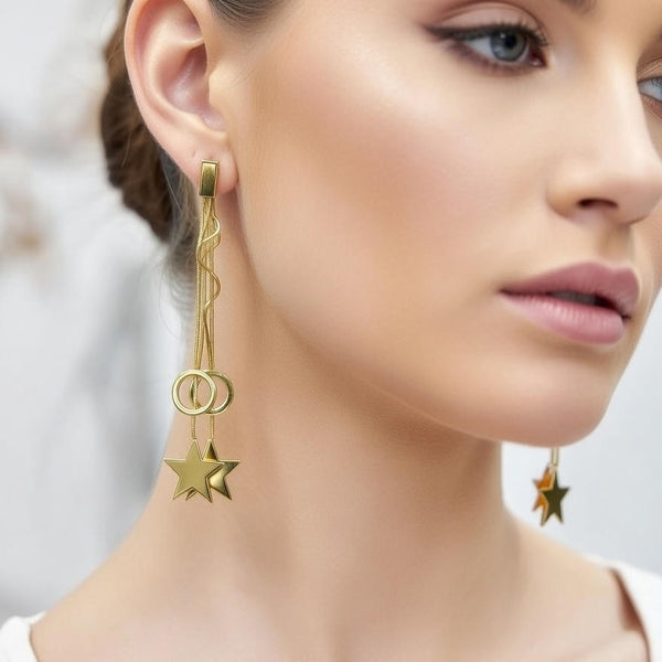 Celestial Star Chain Drop Earrings