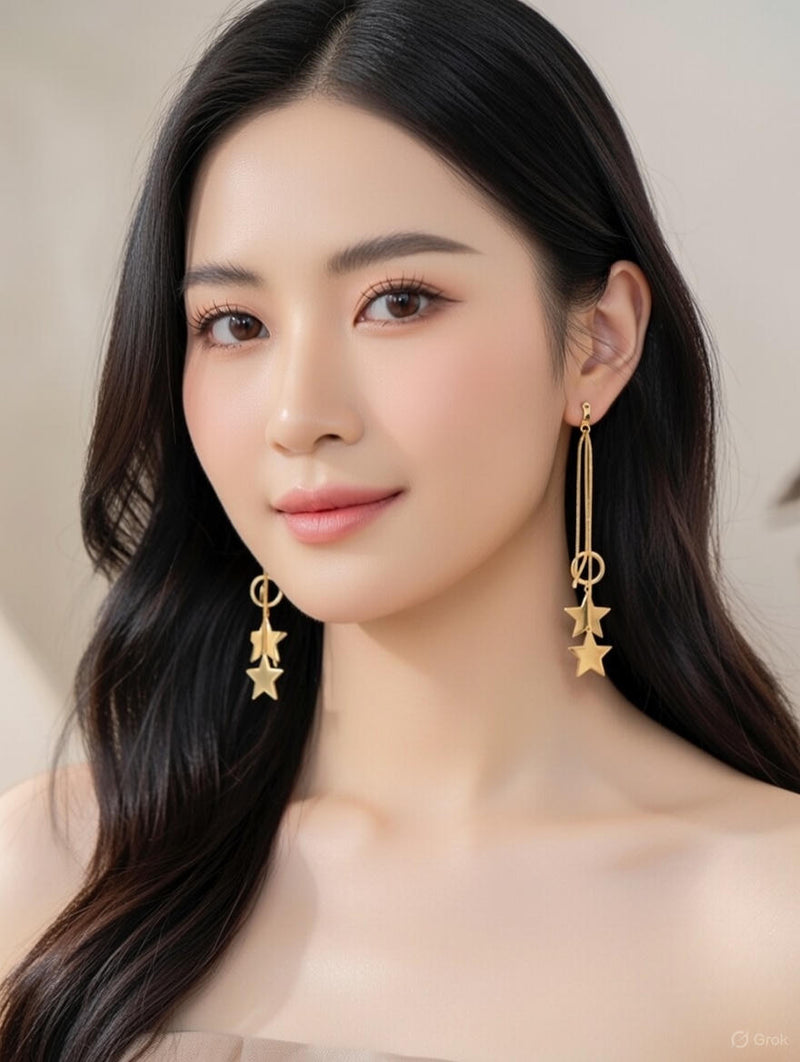 Celestial Star Chain Drop Earrings