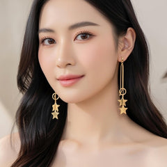 Celestial Star Chain Drop Earrings