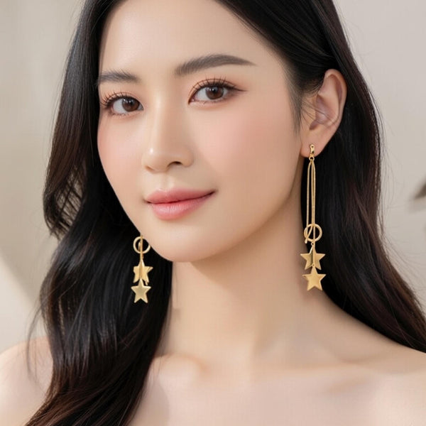 Celestial Star Chain Drop Earrings