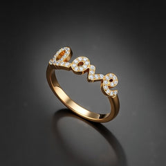 Elegant Gold “Love” Diamond Finger Ring