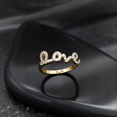 Elegant Gold “Love” Diamond Finger Ring