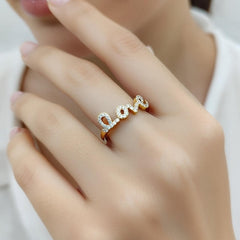 Elegant Gold “Love” Diamond Finger Ring
