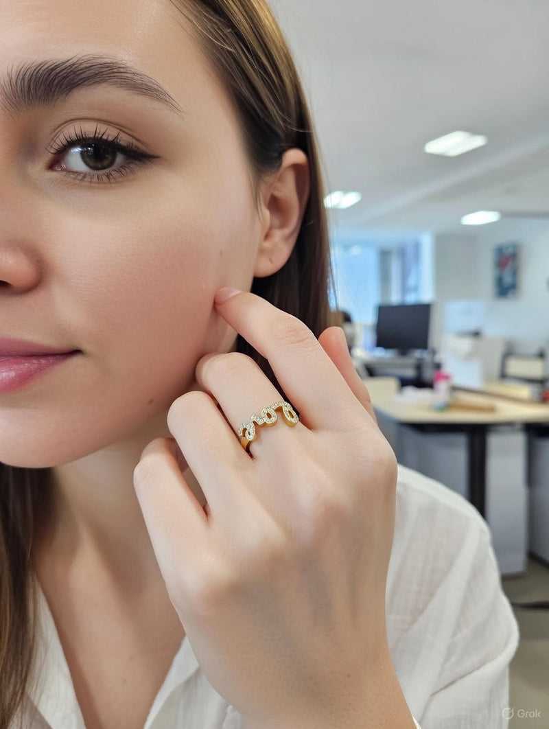 Elegant Gold “Love” Diamond Finger Ring