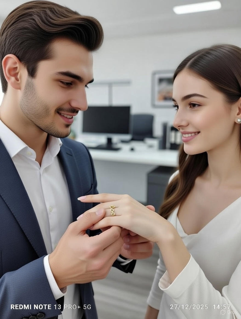 Elegant Gold “Love” Diamond Finger Ring