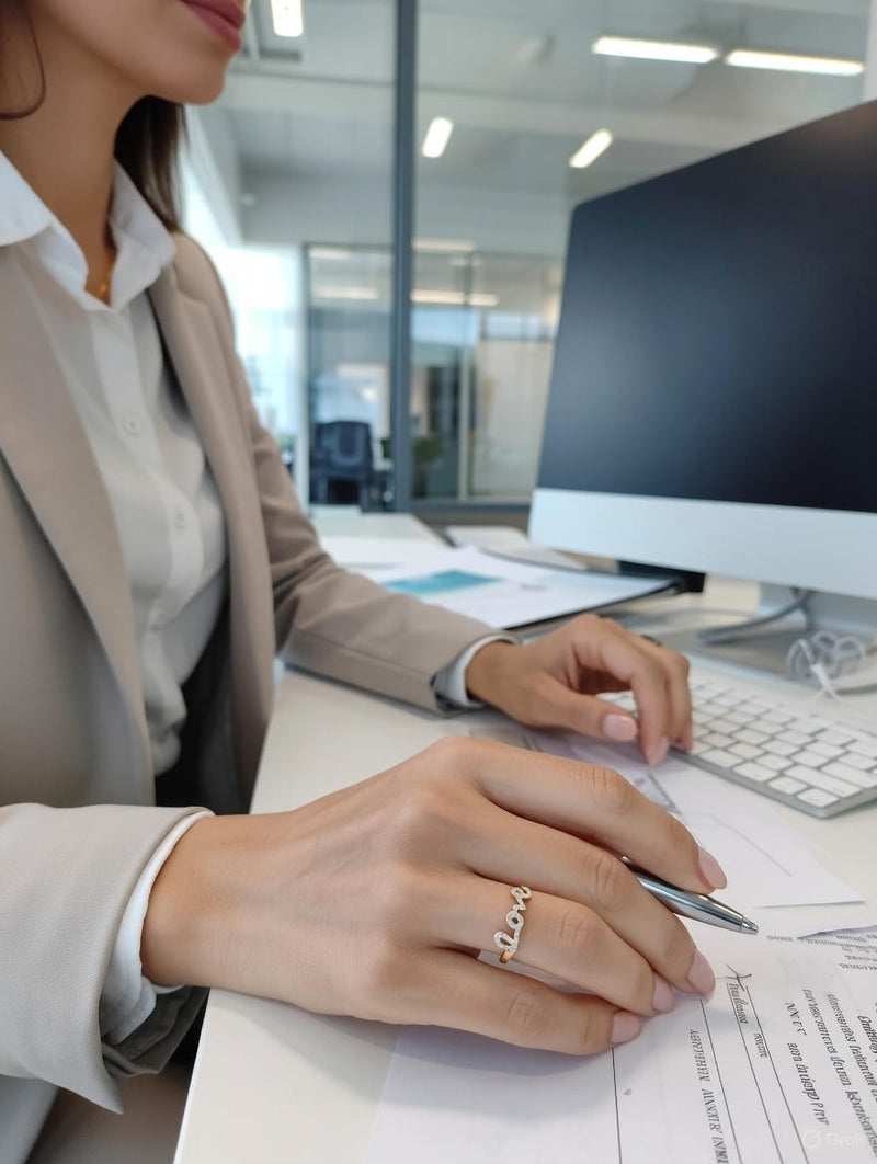 Elegant Gold “Love” Diamond Finger Ring