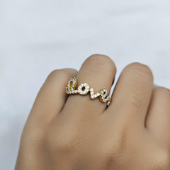 Elegant Gold “Love” Diamond Finger Ring
