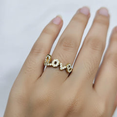 Elegant Gold “Love” Diamond Finger Ring