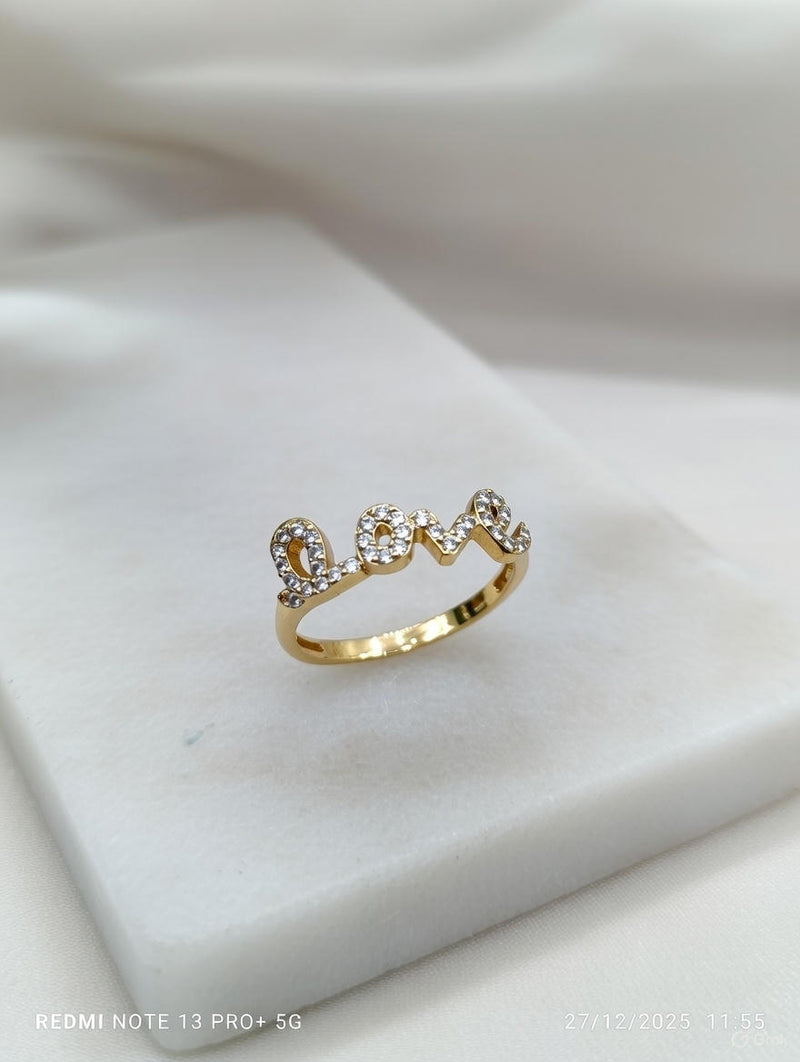Elegant Gold “Love” Diamond Finger Ring