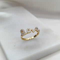 Elegant Gold “Love” Diamond Finger Ring