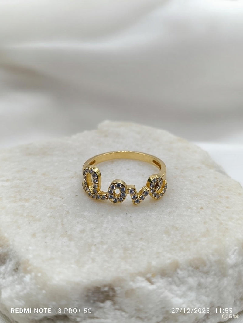 Elegant Gold “Love” Diamond Finger Ring