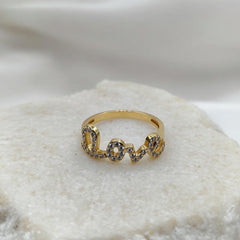 Elegant Gold “Love” Diamond Finger Ring