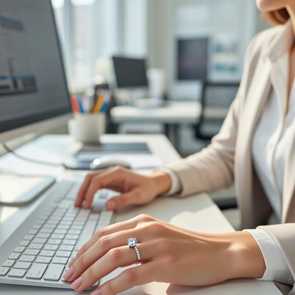 Elegant Silver Blue Solitaire Diamond Ring