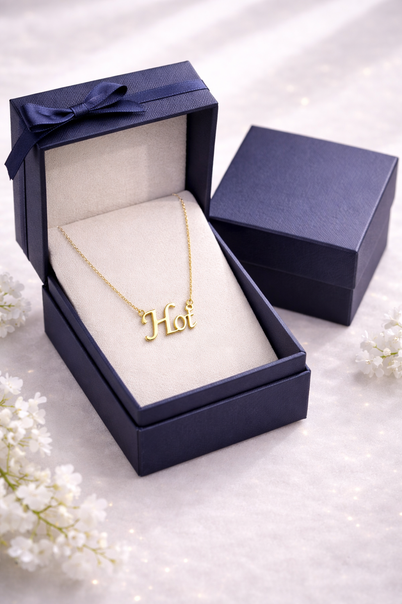 Hot Script Pendant Necklace – Trendy Gold-Finish Name Chain for Women & Girls