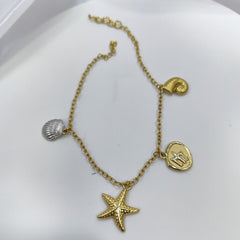 Sea Shell & Starfish Charm Anklet for Women, Adjustable