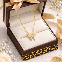 Golden Butterfly Crystal Pendant Necklace