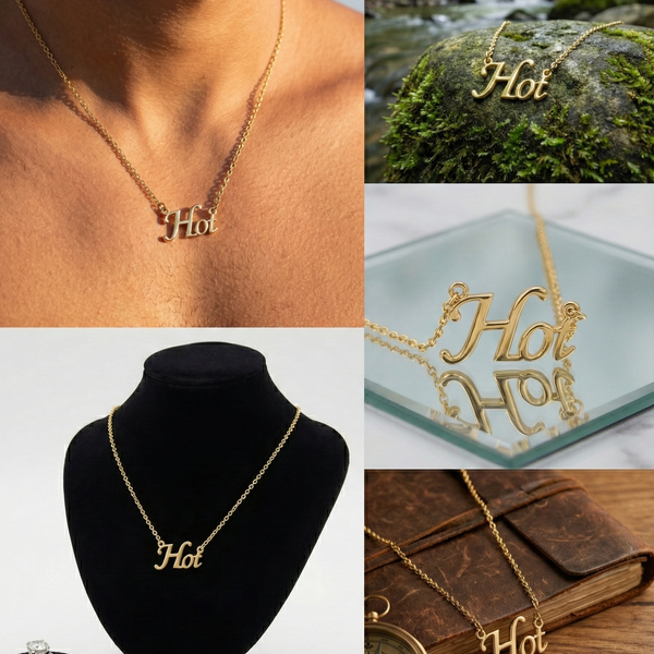 Hot Script Pendant Necklace – Trendy Gold-Finish Name Chain for Women & Girls