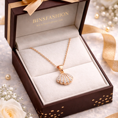 Elegant Pearl Shell Pendant Necklace – Gold Finish