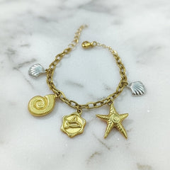 Sea Shell & Starfish Charm Anklet for Women, Adjustable