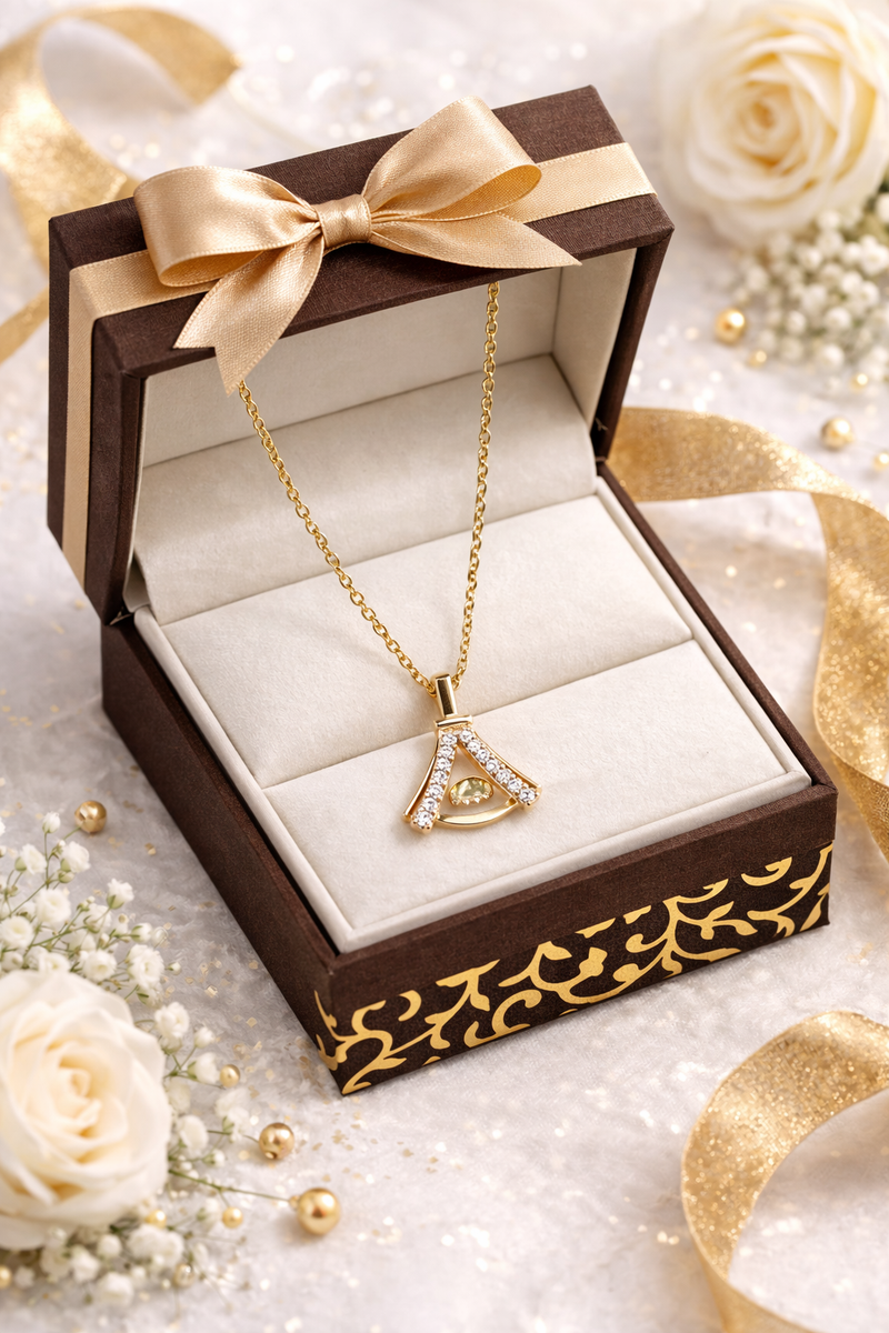 Elegant Crystal Arch Pendant Necklace