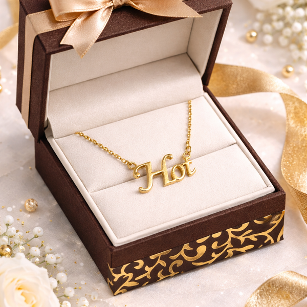 Hot Script Pendant Necklace – Trendy Gold-Finish Name Chain for Women & Girls