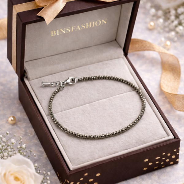 Pyrite Anklet for Women – Natural Healing Crystal Chain for Wealth, Protection & Positive Energy