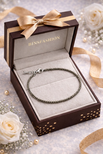 Pyrite Anklet for Women – Natural Healing Crystal Chain for Wealth, Protection & Positive Energy