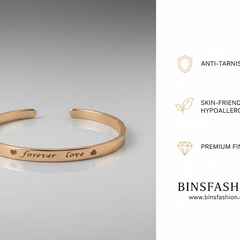 Forever Love Engraved Cuff Bracelet (Gold & Silver Plated)