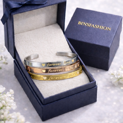 Forever Love Engraved Cuff Bracelet (Gold & Silver Plated)