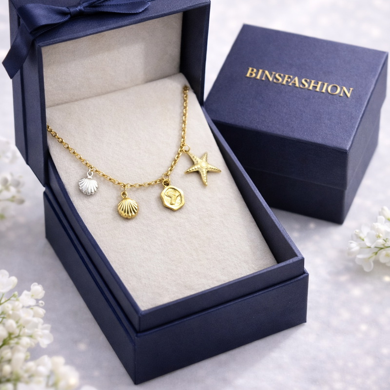 Sea Shell & Starfish Charm Anklet for Women, Adjustable