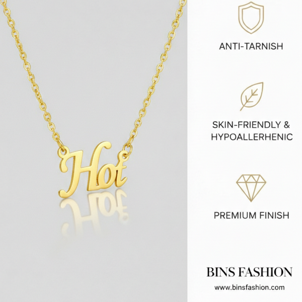 Hot Script Pendant Necklace – Trendy Gold-Finish Name Chain for Women & Girls